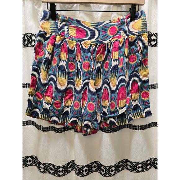 Lucky Brand flowy multicolored boho pleated shorts with pockets small - Picture 1 of 10